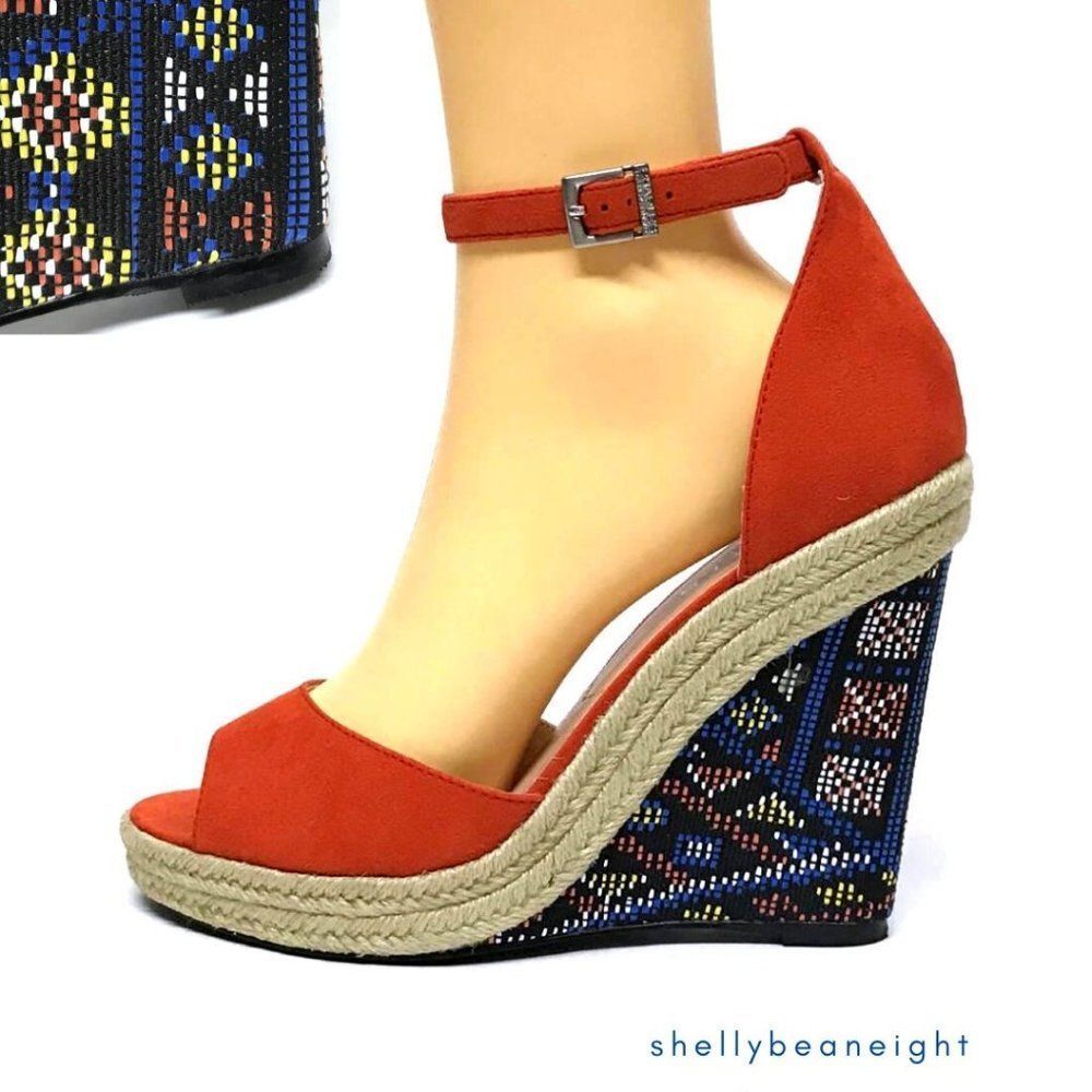 CHARLES DAVID BAY Wedge Ankle Sandals 9.5 in BOX